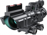 Paike Rifle Scope 4 x 32 with Red & Green & Blue Illuminated Reticle with Top Fibre Red Dot Sight