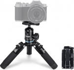 Rollei Compact Traveler Mini M1, Mini Tripod Camera Made of Aluminium 49 cm Lightweight Desktop Travel Tripod Small with Arca Swiss Ball Head Compact Table Tripod for DSLR Black, Tripod Small Mini