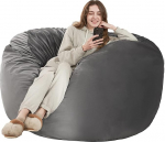 HABUTWAY 5000 Giant Bean Bag Chairs, Highly Elastic Hexagonal Memory Foam Filling, Odourless and Allergen-Free Bean Bag Chair with Luxury Velvet Cover, Durable Inner Insert, Sofa Lounger (Grey)