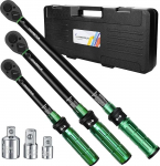 Uharbour Torque Wrench Set 1/4 & 3/8 & 1/2 Inch, 3-25 Nm, 5-60 Nm, 20-230 Nm, Torque Wrench Set for Car, Motorcycle and Bicycle with 1/2 3/8 1/4 Adapter, &plusmn;3% Accuracy, 72 Teeth Ratchet