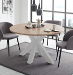 Big System Dining Table Matt White 110 x 78 cm Round Star 110 Pull-Out