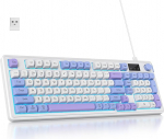 SOLIDEE 96% membraaniga klaviatuur juhtmevaba, juhtmega / Bluetooth 5.0 / 2.4GHz tihendiga klaviatuur ja RGB taustvalgustus, 98 klahvi mehaanilise tunnetusega ja vaikne (meresoola)