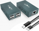 GREATHTEK USB 2.0 Extender, USB Over Ethernet Cat 5e/6/7 kuni 50 m/165 ft, 4 Hub USB Extender RJ45, USB over Ethernet Support Windows/MacOS/Linux jne.
