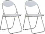 vidaXL 2 x Dining Room Chairs, Folding Chairs, Kitchen Chairs, Guest Chairs, Visitor Chairs, Side Chair, Dining Chair, White Faux Leather