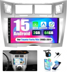CAMECHO Autoradio F&uuml;r Toyota Yaris/Vizi 2005-2011 2G+64G Android 15 Wireless CarPlay Android Auto Bluetooth raadio GPS AUX, 9 Zoll Ber&uuml;hrungsbildschirm WiFi + Tagfahrkamera Mikrofon