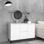 TJROO Sideboard with Drawers with Doors 104 x 35 x 70 cm Tall Cabinet Entrance Cabinet Multi-Purpose Cabinet Chest of Drawers for Living Room Made of Multilayer Wood, Metal White