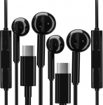 pluX USB C k&otilde;rvaklapid mikrofoniga (2-pakk), C-t&uuml;&uuml;pi kaabel, k&otilde;rvaklapid, mis &uuml;hilduvad Galaxy S23, S22, S24, Ultra m&uuml;rasummutusega Android-telefoni k&otilde;rvaklapid Pro Max Fold 5G Audio Accessories