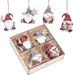 Valery Madelyn Puidust j&otilde;ulupuu ripatsid, 24 tk, 6 cm puu, j&otilde;ulukaunistus, armas j&otilde;uluvana ripats, j&otilde;ulupuu kaunistus, traditsiooniline teema, punane / valge j&otilde;ulukaunistus.