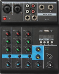 Professionaalne mini USB kanaliga 48V traadita audiomikser Phantom toiteallikas PC salvestamiseks (4 kanalit)