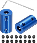 sourcing map Rigid Screw Coupling 4mm to 4mm Shank Coupling Connector L25mm x D 14mm Steel Joint Connector Rigid Coupling Kit for 3D Printer DIY Encoder with 16 Screws and