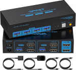 HDMI KVM l&uuml;liti 2 PC 2 monitori 8K60Hz USB 3.0 KVM l&uuml;litid kahele arvutile, mis jagavad kahte monitori ja nelja v&auml;lisseadet Toetab laiendusrežiimi ja koopiarežiimi koos lauaarvuti kontrolleriga