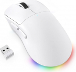 A.JAZZ NJ08 Tri-Mode Traadita m&auml;nguhiir, 1000Hz 70g kerge, PC hiir keskmise suurusega ergonoomiline, 12800 DPI 6 taset, Bluetooth/2.4G/USB-C, RGB laetav s&uuml;learvutile/macile - valge