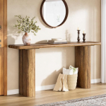 Tribesigns konsoollaud, 160 x 30 x 80 cm, ristk&uuml;likukujuline puidust sissep&auml;&auml;sulaud, pikk diivan maal&auml;hedases stiilis esikusse ja elutuppa, pruun