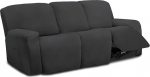 Easy-Going Pack of 8 Microfibre Stretch Section Diivan Slipcover, Soft Fitted Fleece, 3 istekohti Diivan Cover, pestav m&ouml;&ouml;bli kaitsja elastsus lastele, lemmikloomadele (Lounger Diivan, Dark Grey, Pack