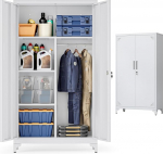 SONGMICS OMC018GJ01 Mitmeotstarbeline garderoobikapp Arhiivikapp Metallkapp 2 uksega 5 kambrit Rippkapp Lukustatav K&otilde;rged jalad 80 x 40 x 165 cm Matt Hall