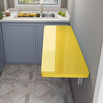 Wandmontierter Klapptisch f&uuml;r Zuhause, B&uuml;ro, K&uuml;che, Waschk&uuml;che, Multifunktions-Schreibtisch f&uuml;r Laptop, Schreiben, Essen, 4 Farben erh&auml;ltlich, Gelb, 120 x 30 cm
