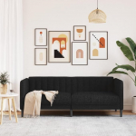 Homgoday Loveseat 2-kohaline diivan Diivan Lounge Diivan Polsterdatud diivan koos k&auml;etugedega Topelt diivan istumine m&ouml;&ouml;bel diivan elutuppa magamistuba must kangas