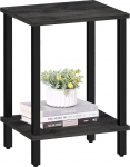 TUTOTAK Side Table, Side Table, Bedside Table, 2-Tier Storage Shelf, Sofa Table for Small Space, Living Room, Bedroom, Anthracite TB01BY034