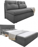 Praktiline funktsionaalne diivan k&uuml;lalisvoodi funktsiooniga, diivanvoodi B 136 x T 85 x K 86 cm, diivan magamisfunktsiooniga ja voodikastiga, lamamispind 130 x 193 cm, mikrokiust kangast kattega, hall / 15119
