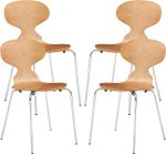 [en.casa] S&ouml;&ouml;gitoolide komplekt, 4 tooli, Kil toolid s&ouml;&ouml;gituppa, 80 x 47 x 48 cm, s&ouml;&ouml;gitoolid, k&ouml;&ouml;gitoolid, virnastatavad toolid, puidust metallist jalad, p&auml;hklipuu v&auml;limus/kroom