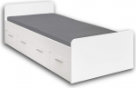 Stella Trading BIBO stiilne &uuml;heinimesevoodi 90 x 200 cm koos voodikastiga - mugav teismelise toa voodi valge v&auml;rvusega - 96 x 66 x 204 cm (B x K x S)
