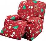 Jacquard Deck Chair Covers, 4 Piece Set, Stretch Polyester Spandex Slipcover, tugitooli kate elutuppa, pestav m&ouml;&ouml;bli kaitsja Lazy Boys ja Electric Chair (Christmas Pattern)