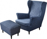 HAOYONG Stretch Wing Chair Cover Set Tr&uuml;kitud Ottoman Slipcover 2 t&uuml;kki Wing Back Chair Slipcover ja 1 ristk&uuml;likukujuline Storage Stool Cover eemaldatav tugitool Diivan Covers for Living Room