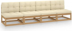 Outdoor-Sofa 4-Sitzer aus Massivholz Kiefer als Garten Sitzgruppe und robuste Gartenm&ouml;bel f&uuml;r Ihr pers&ouml;nliches Outdoor Lounge Set