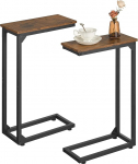 DALEMHOME C-f&ouml;rmiger Beistelltisch 2er-Set, Couch-Beistelltisch f&uuml;r kleine R&auml;ume, zum Schieben unter dem Sofa, TV-Tablett, Snack-Arm-Tisch f&uuml;r Wohnzimmer, Schlafzimmer, rustikales Braun