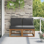 Outdoor Mittelsofa aus massivem Akazienholz - Gartenm&ouml;bel Akazie f&uuml;r Terrasse und Garten als Outdoor Sitzgruppe aus Akazienholz f&uuml;r 2 St&uuml;ck
