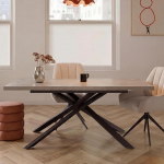DUBI M&ouml;bel MALTE pikendatav s&ouml;&ouml;gilaud 140-180-220 &times; 90 &times; 76 cm, betooni v&auml;limus, metallist X-raam, kaasaegne ja lihtne hooldada, 6-10 inimest.
