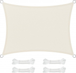 SONGMICS GSS34IVV1 HDPE p&auml;ikesepurje, p&auml;ikese / UV kaitse, hingav, aeda, r&otilde;dule, terrassile, vett l&auml;bilaskev, 3 x 4 m, beež valge