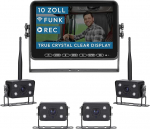 VSG 24 10-tolline Element Wired Pro HD traadita tagurduss&uuml;steem koos 4 kaameraga matkaauto ja veoauto jaoks, auto komplekt tagurduskaamera traadita + monitor DIY Retrofit 12V-24V kaamera digitaalne auto tahavaatepeegel
