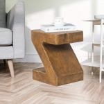 Homebeez Lightweight Concrete Accent End Table, Modern Round Plant Table Outdoor Side Table for Living Room Backyard, 17 Inch High, Brown