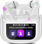 Puuteekraaniga Bluetooth-k&otilde;rvaklapid, 2026 In-Ear k&otilde;rvaklapid Traadita Bluetooth 5.4 koos ANC + ENC m&uuml;ravastase mikrofoniga, 48 tundi m&auml;nguaega Deep Bass k&otilde;rvaklapid 5 EQ-režiimiga, IP7 veekindlad k&otilde;rvaklapid, USB-C valge
