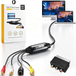 Convertitore VHS in Digital, USB 2.0 Video Capture Card, 1080P VHS to Digital Converter koos Scart/AV adapteriga PC TV Tape Player Camcorder, &uuml;hildub Mac OS v&otilde;i Windowsiga