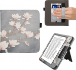 kwmobile Flip Cover &uuml;hilduv Kobo Kobo Libra Colour / Tolino Vision Colour - &uuml;mbris randmerihmaga Magnolia Taupe valge sinine hall