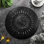 &Uuml;mmargused kohamatid, komplekt 8, &uuml;mmargune lillepunutisega kohamatid k&ouml;&ouml;ki, koju, restorani, s&ouml;&ouml;gilauale, must, 38 cm