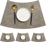 Tischset aus Kunstleder, Keil-Tischsets for runde Tische - waschbare, hitzebest&auml;ndige PU-Tischsets zur K&uuml;chendekoration (4er-/6er-/8er-Set) (grau, 4er-Set)(Grey,Set of 4)