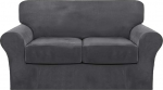 Pakett 3 diivanikatet, sametist diivanikatted 2 padja jaoks, Stretch Loveseat kaitsekate &uuml;ksikute istmepatjade kattega, elastne m&ouml;&ouml;bli kaitsekate lemmikloomadele, masinpesu (Loveseat,