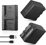 Soonpho Pack of 2 NP-F970 asendusaku ja Dual USB-C laadija Sony NP-F970 F960 F950 F770 F750 F570 F550 Compatible Godox Viltrox Neewer Camcorder/Monitor/Camera jaoks