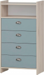 Schildmeyer Lindholm 154384 Highboard Sand Oak Decor/Tuvi Sinine, 60,1 x 33 x 104 cm