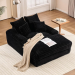 HAUSPROFI Cord Diivanvoodi Cloud Diivan 4 padjaga, diivan magamisfunktsiooniga, kondita diivan elutuppa, magamistuppa ja kodukino, ei vaja kokkupanekut (must, 175 x 137 x 53 cm)
