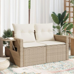 Homgoday aia diivan koos pehmendusega 2 istekohaga Beeži Polyrattan v&auml;ljas diivan aia voodi diivan diivan aia diivan elutuba Patio &otilde;uem&ouml;&ouml;bel
