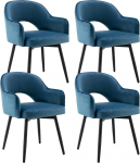 chairus 4 sametist s&ouml;&ouml;gitooli, 360&deg; p&ouml;&ouml;ratav, k&ouml;&ouml;gitool, k&auml;etugi, polsterdatud k&uuml;ljetoolid koju, kontorisse, elutuppa (sinine-4 (samet))