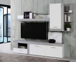 Forte JULEDA R 210 220 seinakapp Moodne seinakapp 3 ukse ja 1 sahtliga, elutuba, puukomposiit, tammepuidust Nordic Grey Wood Decor/valge, 217 cm laius x 194,2 cm k&otilde;rgus x 41 cm s&uuml;gavus