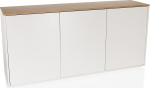 KELO S 3-ukseline k&uuml;ljepaneel, 160 x 40 x 76 cm, l&uuml;kanduksed, k&auml;epidemevaba disain, palju panipaiku, valge/tammepuust.