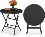 YITAHOME 80 cm aialaud, &uuml;mmargune kokkupandav laud, r&otilde;dulaua, kokkupandav laud, ilmastikukindel laud v&auml;ljas peole, rannale, grillimiseks, roostekindla metallraamiga, 80 x 80 x 74 cm, must