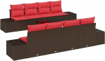 vidaXL Diivan Set mit Kissen 9 pcs Braun Poly Rattan, Moderne Garten- und Terrassensofa-Set, modulaarne, kerge, UV-best&auml;ndig, langlebige M&ouml;bel f&uuml;r stilvolle Au&szlig;enbereiche