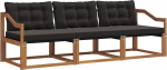 Outdoor-Sofagarnitur, Gartenm&ouml;bel Set aus Akazienholz & Textilene, Modulares Lounge-Sofa mit Kissen, 245,5x83x73 cm, f&uuml;r Terrasse und Garten, Natur/Schwarz
